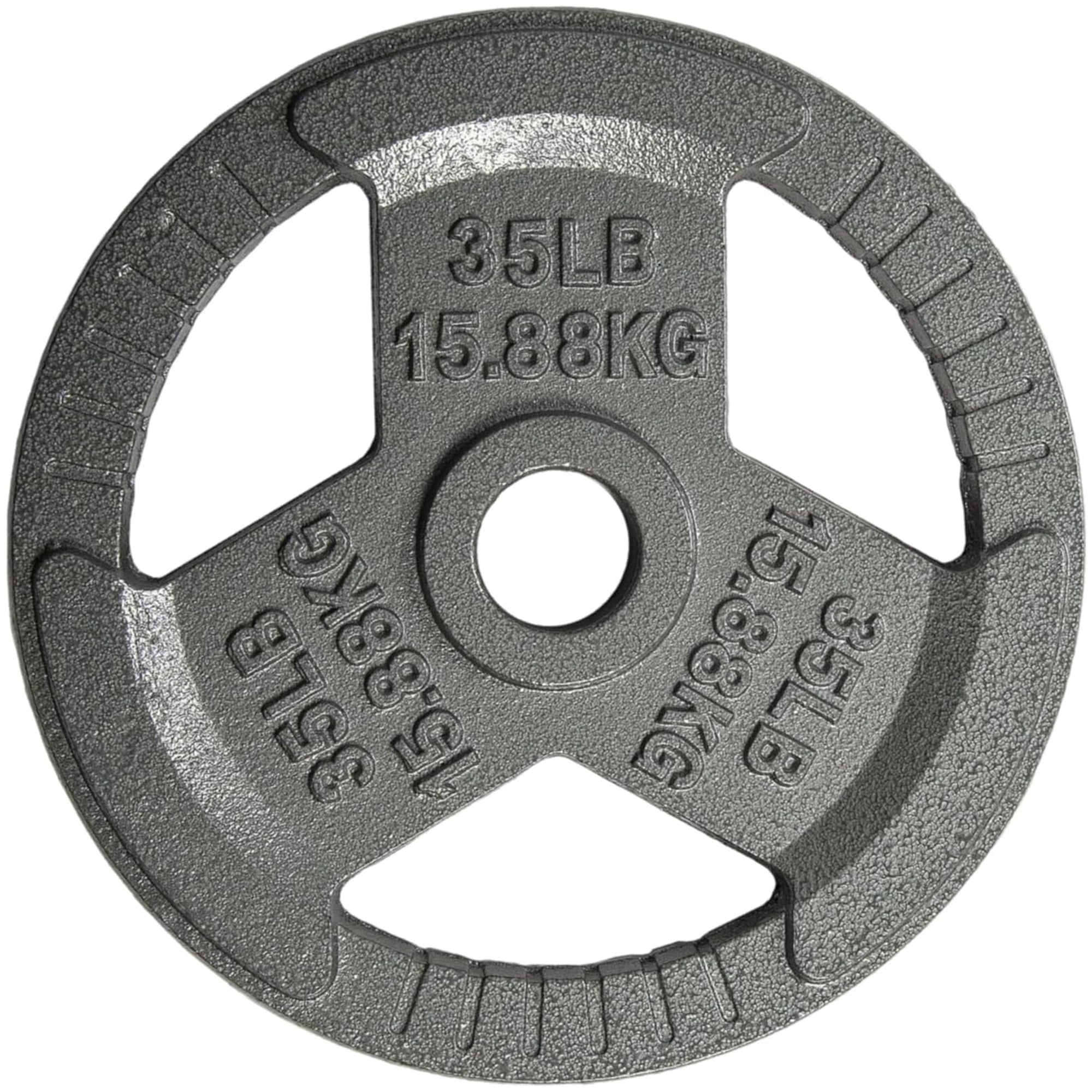 Yes4All Single Cast Iron Olympic Weight Plate with Tri-Grip Handles, (Open Box)