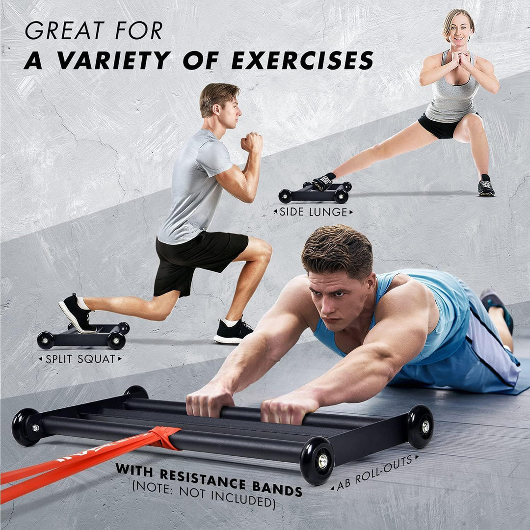 Yes4All Glute Ham Glider, Exercise Wheels for Lower Body Workouts, 660 lb, Black - VMInnovations
