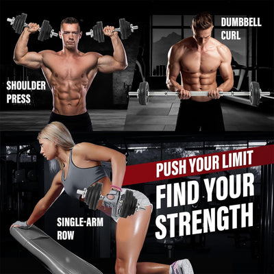 Yes4All Adjustable Dumbbell Set with Weight Plates, Collars, & Connector, 40lbs