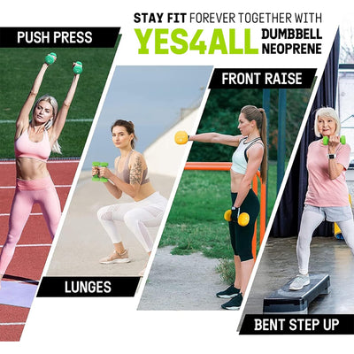 Yes4All Neoprene Dumbbell Set, Pair of 3, 5, 8 Pound Hand Weights with Rack - VMInnovations