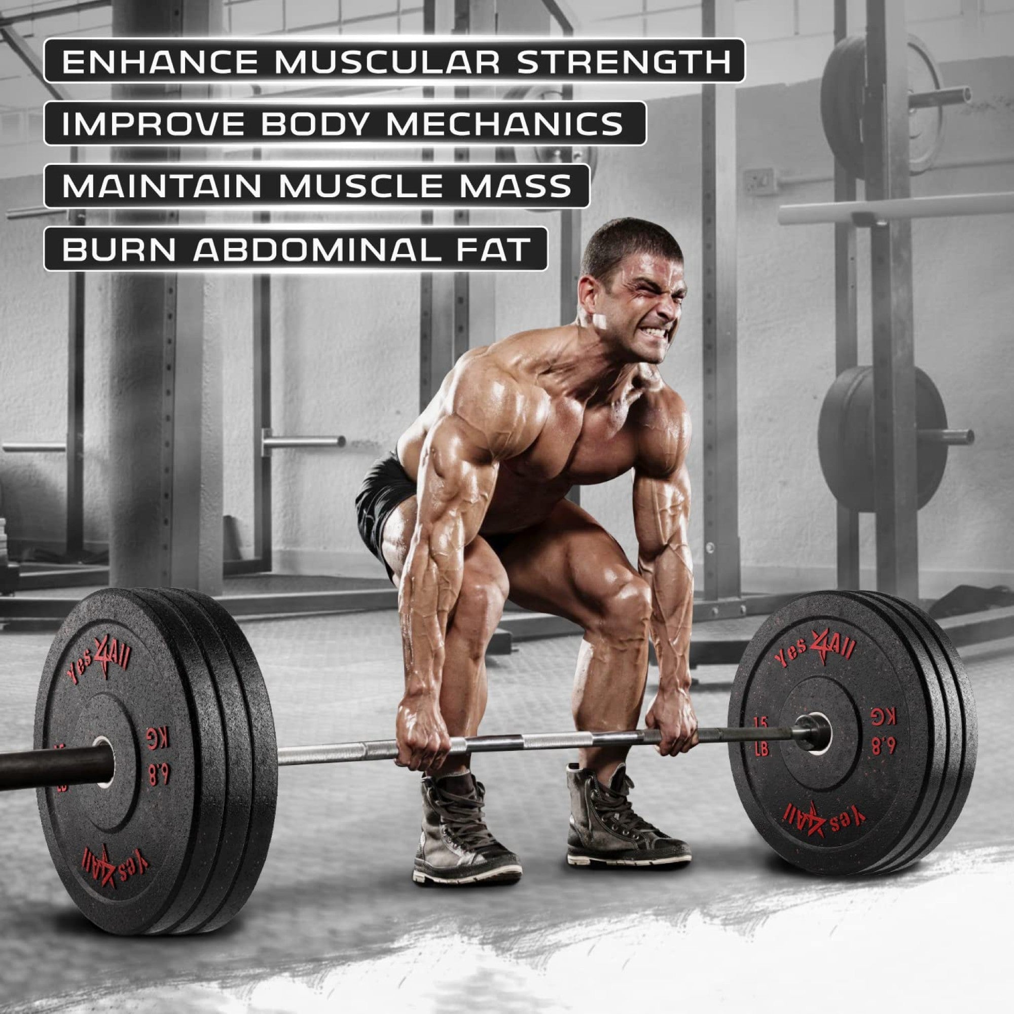 Yes4All 2" Bumper Plate, Rubber Weight Plate for Weightlifting, Pair, 15 Pounds - VMInnovations