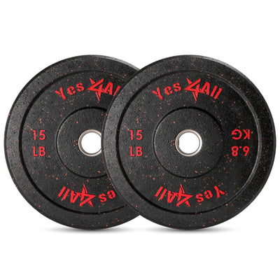 Yes4All 2" Bumper Plate, Rubber Weight Plate for Weightlifting, Pair, 15 Pounds - VMInnovations