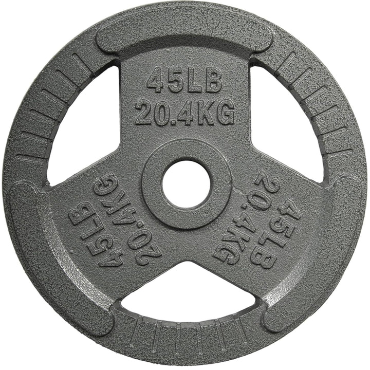 Yes4All Single Cast Iron Olympic Weight Plate with Tri-Grip Handles, 45 Pounds - VMInnovations