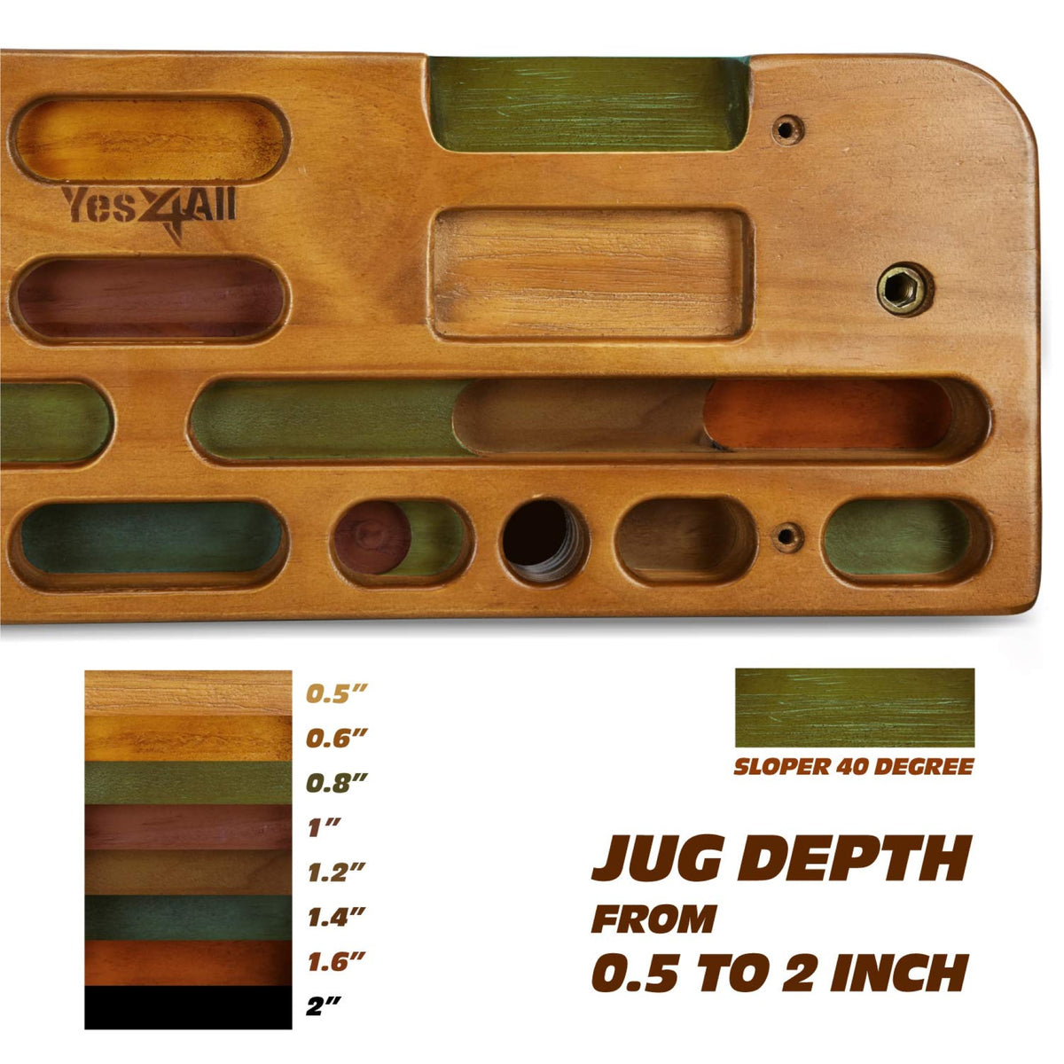 Yes4All Wooden Climbing Board for Grip Training, Supports Up to 300 Lb(Open Box)