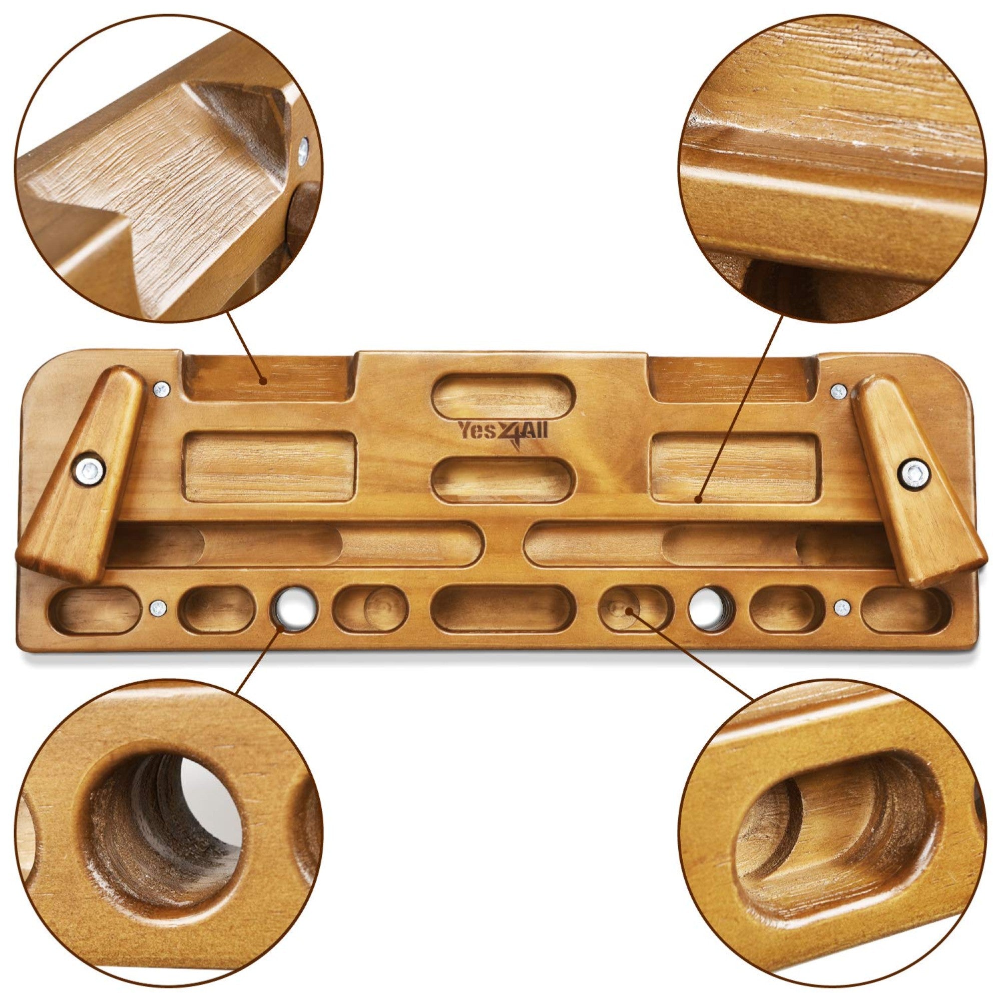Yes4All Wooden Climbing Board for Grip Training, Supports Up to 300 Lb, Natural - VMInnovations