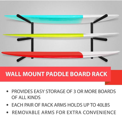 Yes4All Steel Wall Mount Paddle Board Rack for Indoor or Outdoor Storage, Black - VMInnovations