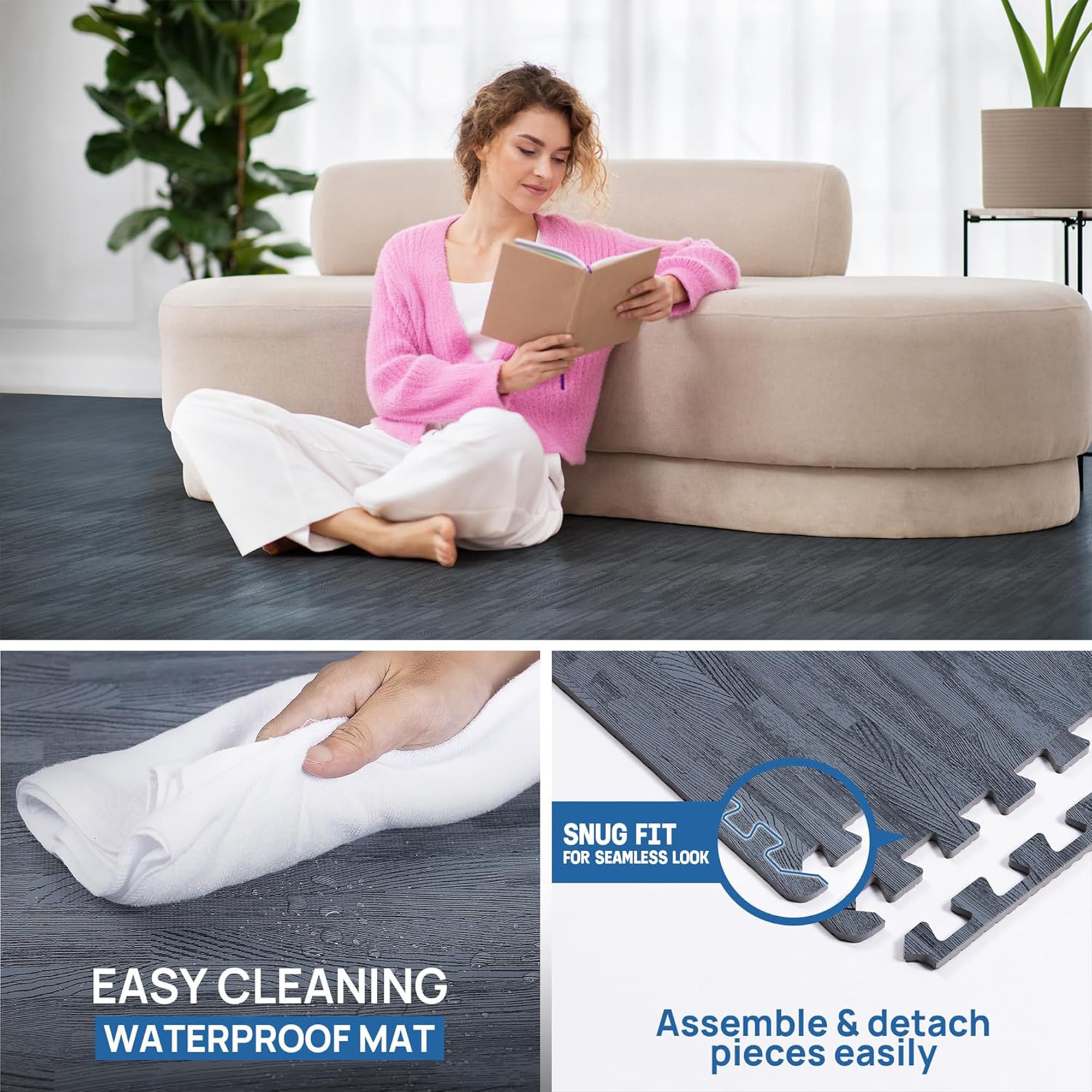 Yes4All Interlocking Foam Exercise Mat, 3/8" Thick, 24"x24", 48 Sq Ft (Open Box)