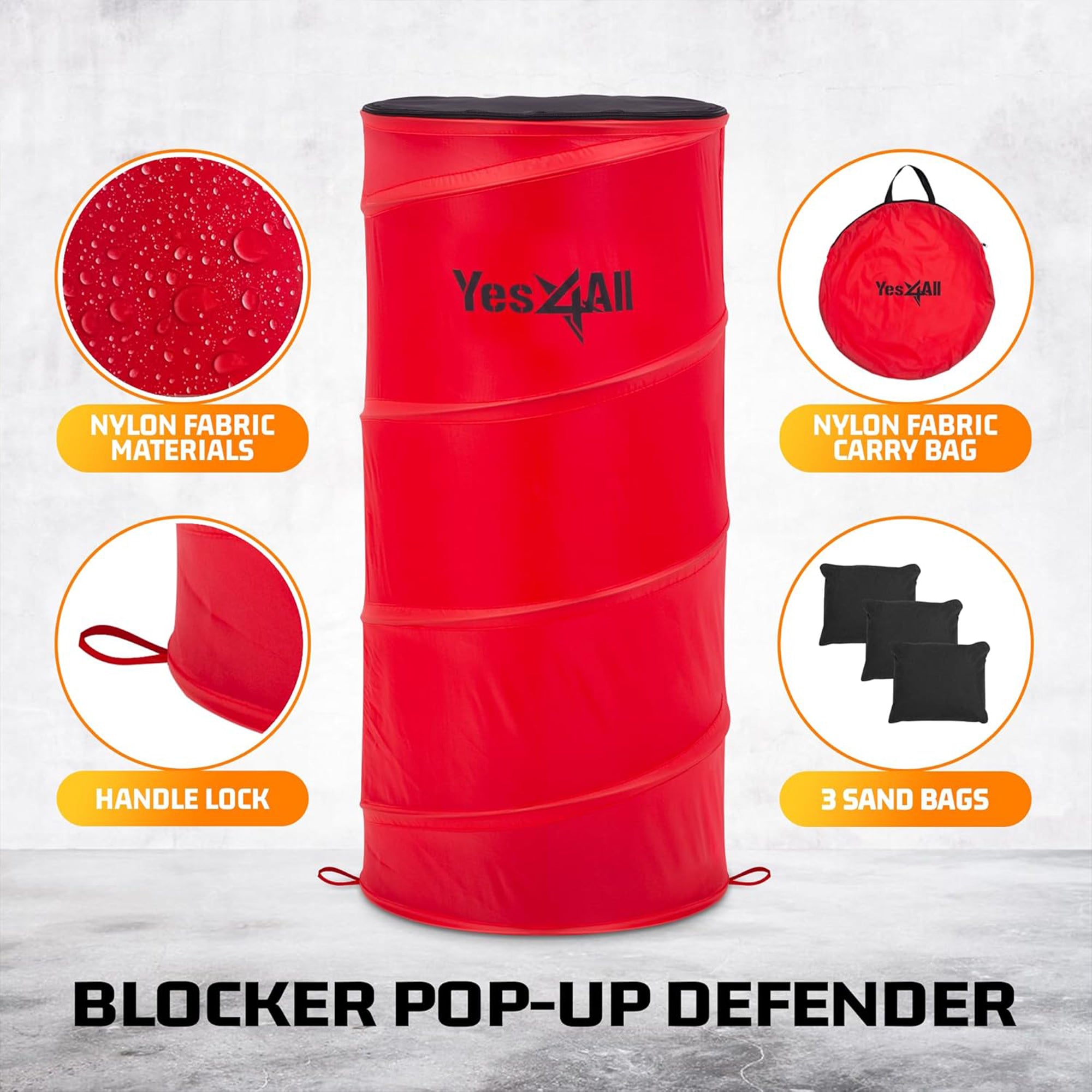 Yes4All Pop Up Defender, Indoor Outdoor Sport Training Equipment, 3 Pack, Red - VMInnovations