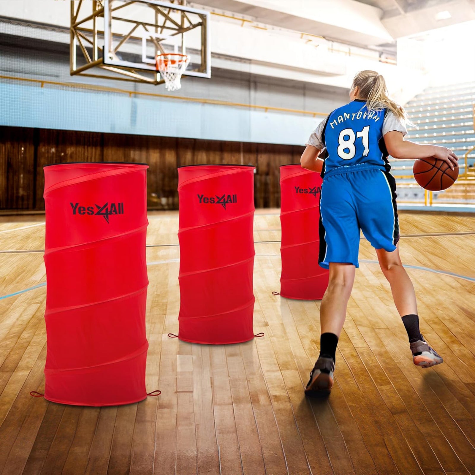 Yes4All Pop Up Defender, Indoor Outdoor Sport Training Equipment, 3 Pack, Red - VMInnovations