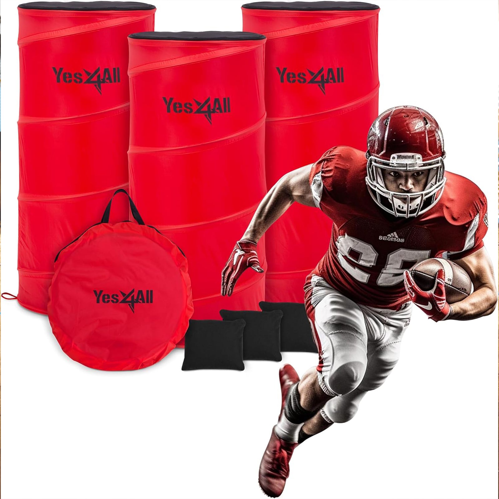 Yes4All Pop Up Defender, Indoor Outdoor Sport Training Equipment, 3 Pack, Red - VMInnovations