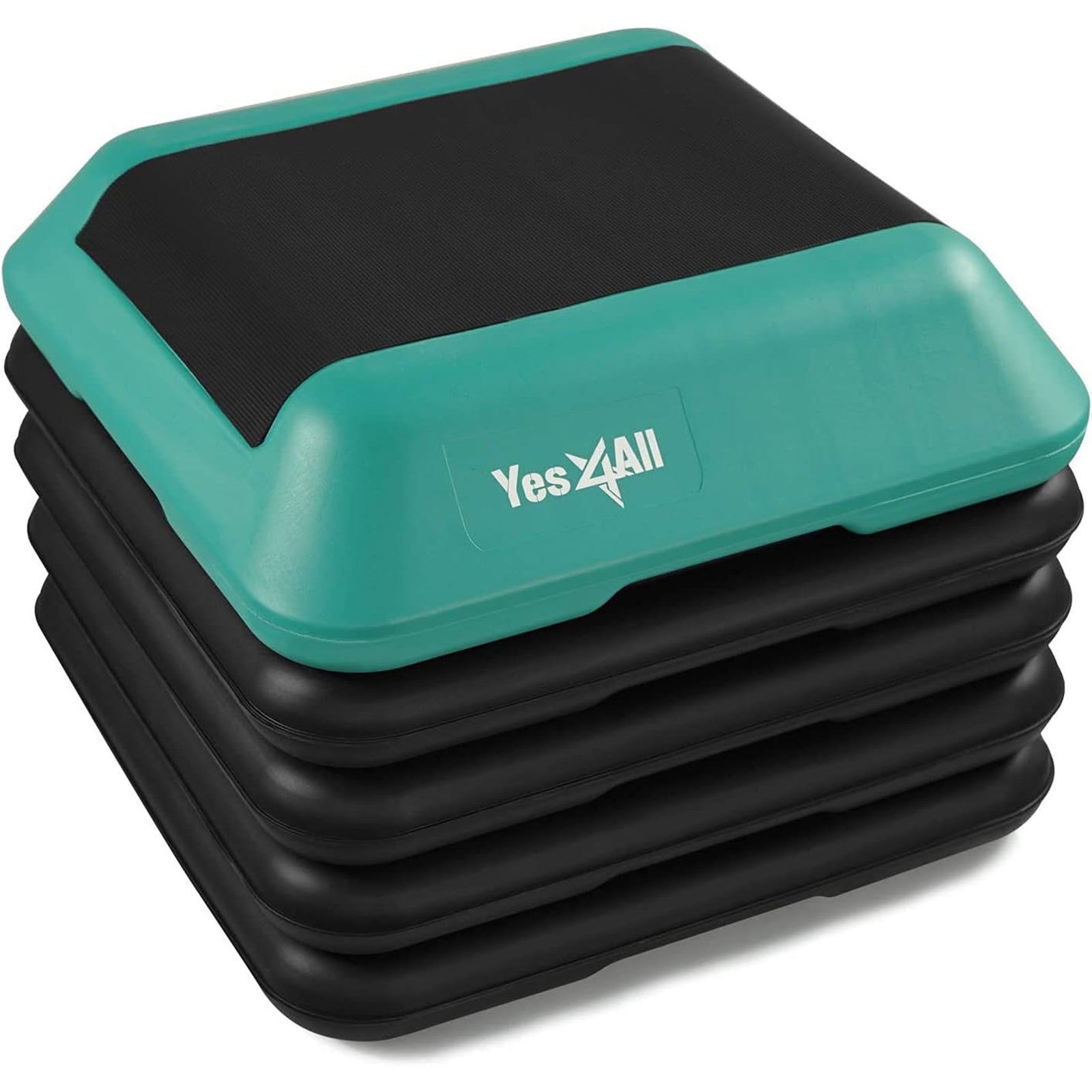 Yes4All High Aerobic Deck Step Platform w/ Adjustable Risers, Teal/Purple/Black - VMInnovations