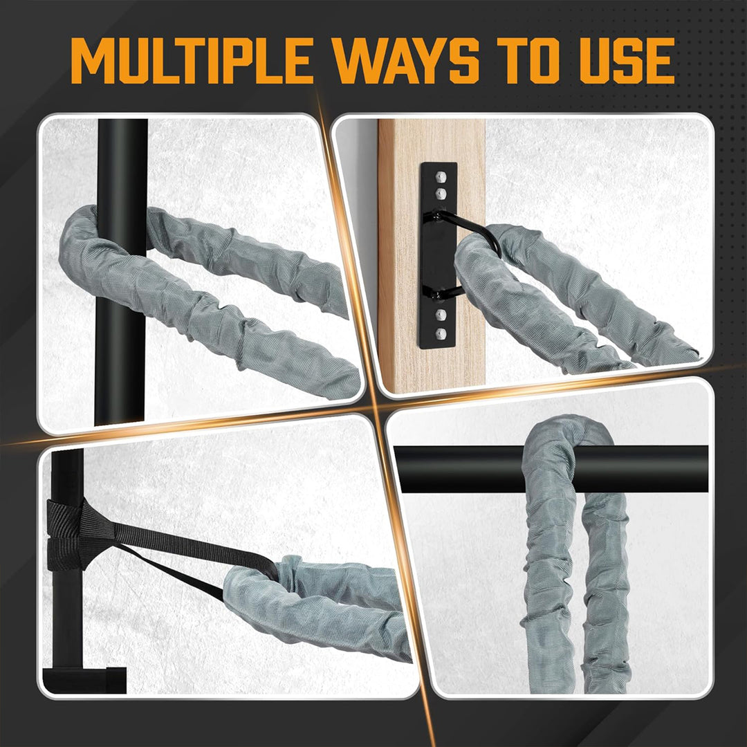 Yes4All 40' Battle Rope, 1.5" Thick Rope for Gym Cross-Training, w/ Cover, Black - VMInnovations