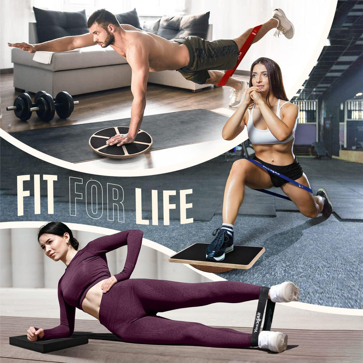 Yes4All Versatile Wobble Balance Board Stability Trainer with Resistance Bands - VMInnovations