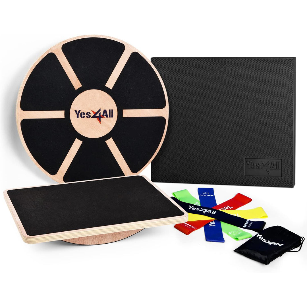 Yes4All Versatile Wobble Balance Board Stability Trainer with Resistance Bands - VMInnovations
