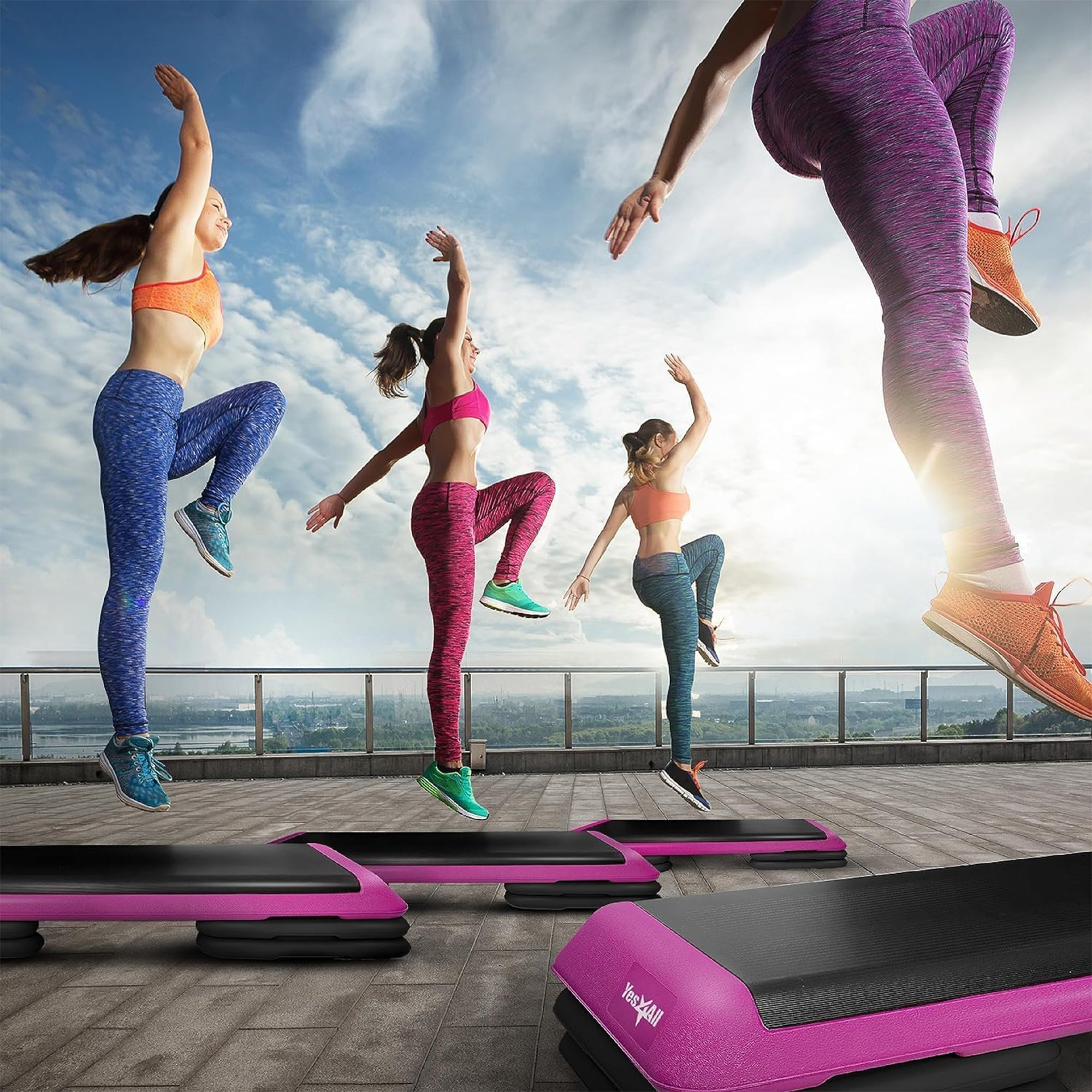 Yes4All Aerobic Deck Step Platform w 4 Risers, Health Club Size,(Open Box)