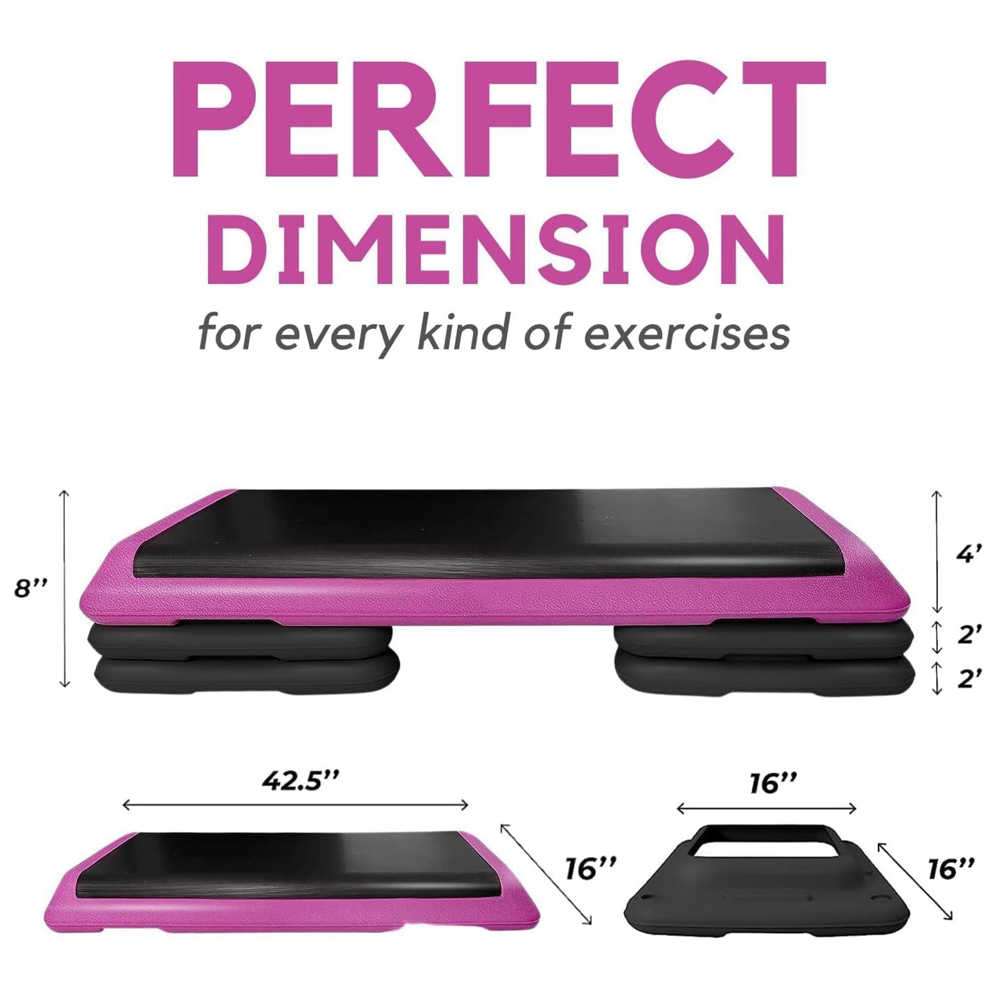 Yes4All Aerobic Deck Step Platform w 4 Risers, Health Club Size,(Open Box)