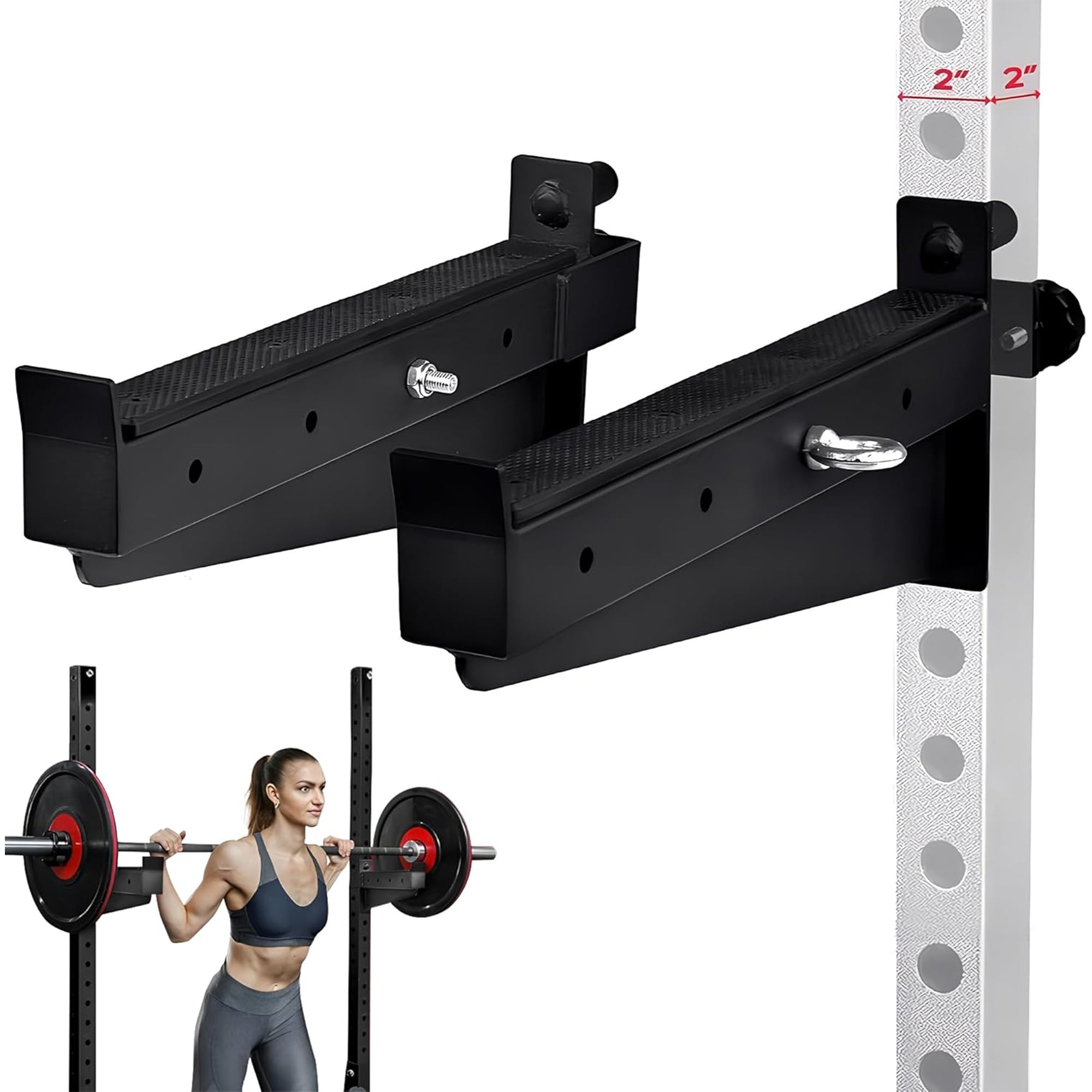 Power Rack J-Hooks & Attachments, Barbell Holders for 2x2 Power Racks (Open Box) - VMInnovations