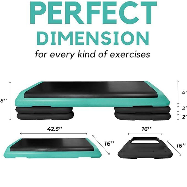 Yes4All Aerobic Deck Step Platform with 4 Risers, Health Club Size, Green/Black - VMInnovations