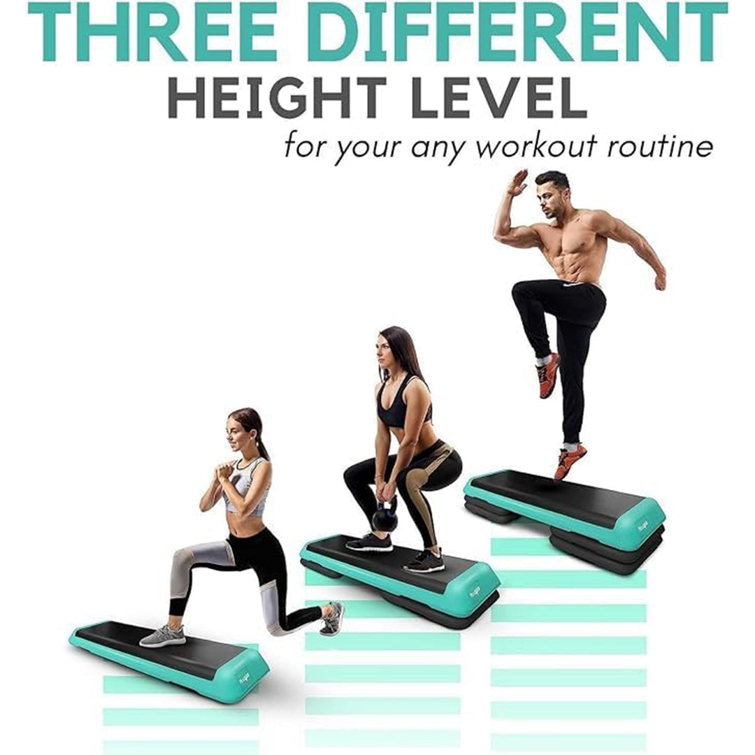 Yes4All Aerobic Deck Step Platform with 4 Risers, Health Club Size, Green/Black - VMInnovations