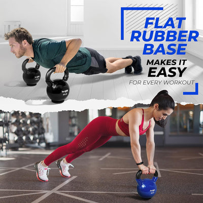 Yes4All 40 Pound Kettlebell, Vinyl Coated Cast Iron Weight w/Rubber Base, Blue - VMInnovations