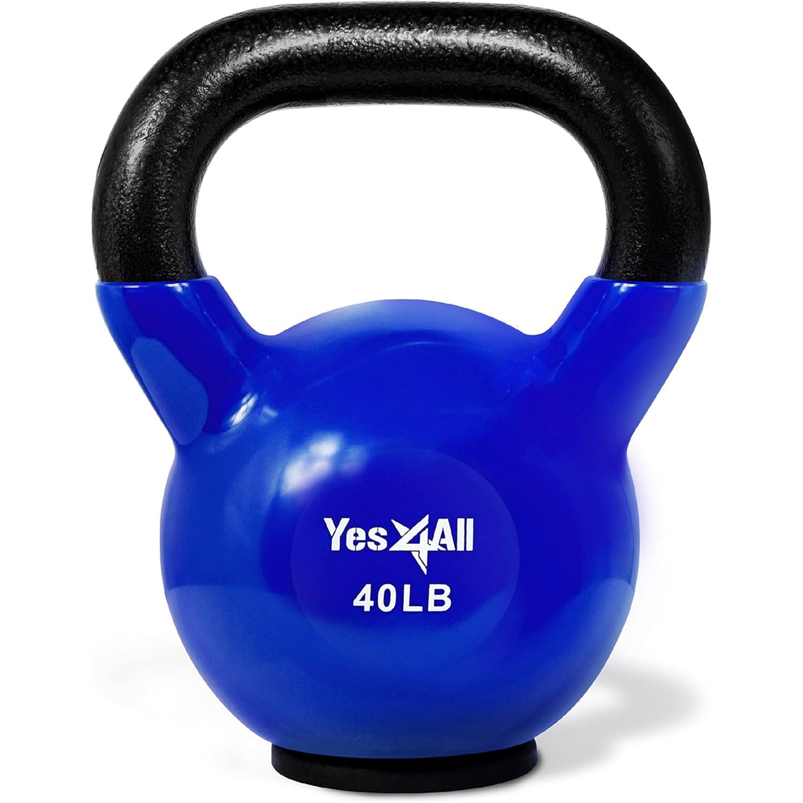 Yes4All 40 Pound Kettlebell, Vinyl Coated Cast Iron Weight w/Rubber Base, Blue - VMInnovations