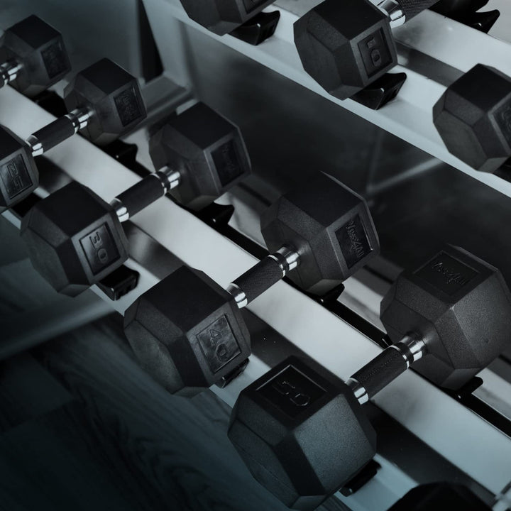 Yes4All Cast Iron Hex Dumbbell with Rubber Grip and PVC Coating, 35 Pounds - VMInnovations