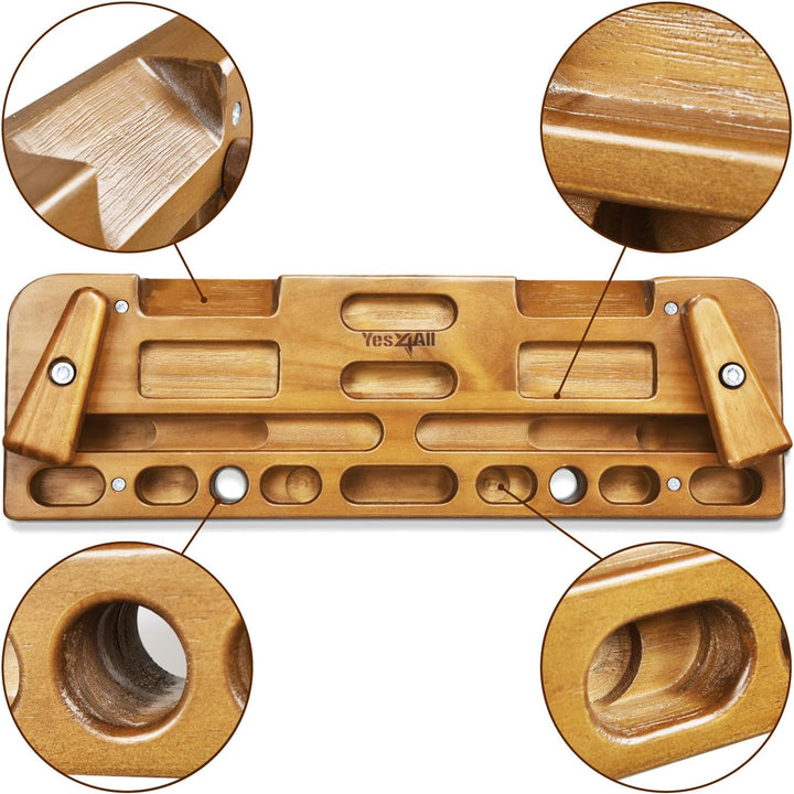 Yes4All Wooden Climbing Board for Grip Training, Supports Up to 300 Lb, Espresso - VMInnovations