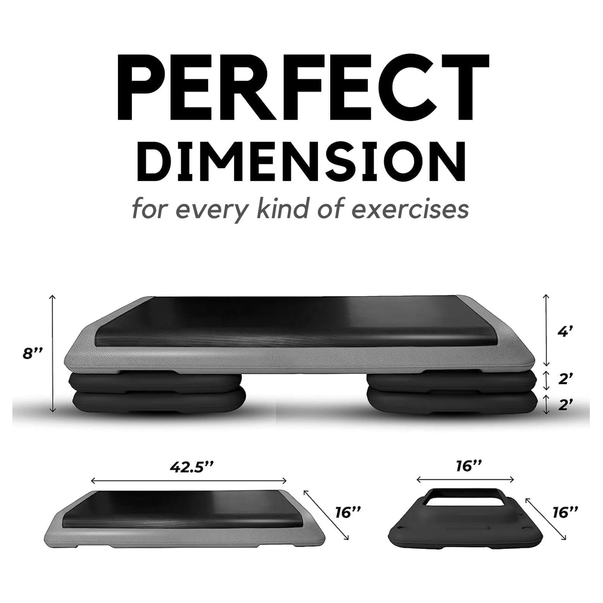 Yes4All Aerobic Deck Step Platform with 4 Risers, Health Club Size, (Open Box)
