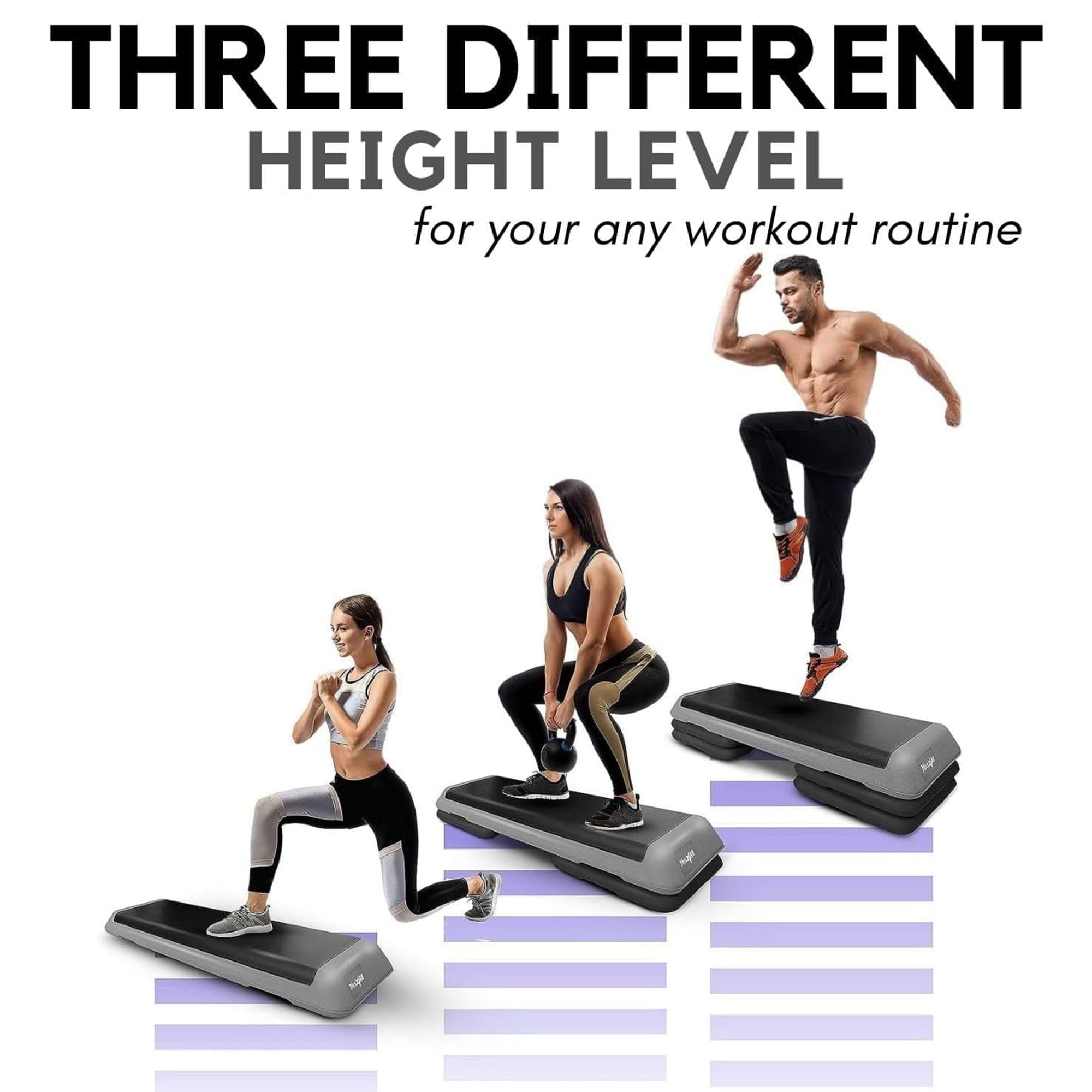 Yes4All Aerobic Deck Step Platform with 4 Risers, Health Club Size, (Open Box) - VMInnovations