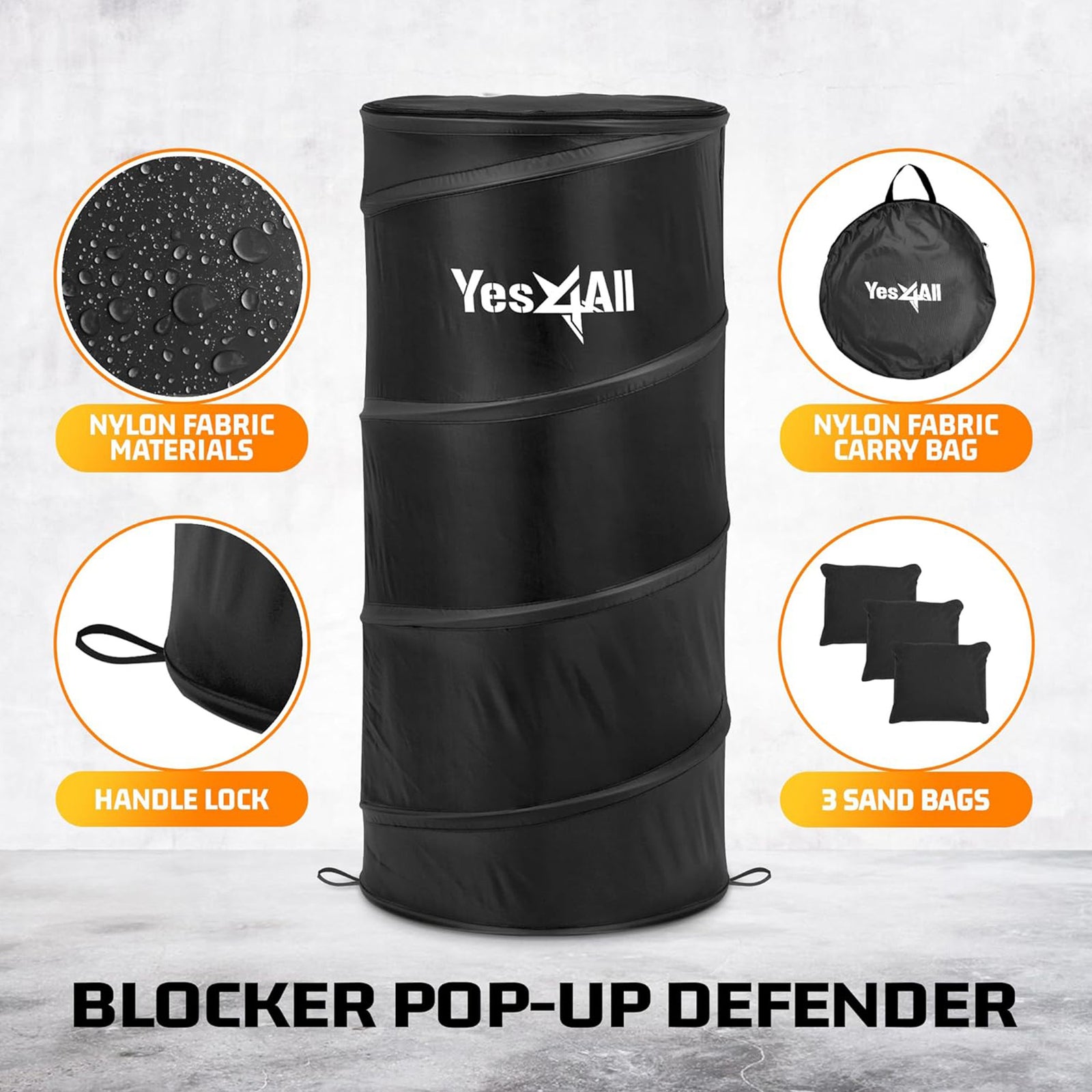 Yes4All Pop Up Defender, Indoor Outdoor Sport Training Equipment, 3 Pack, Black - VMInnovations