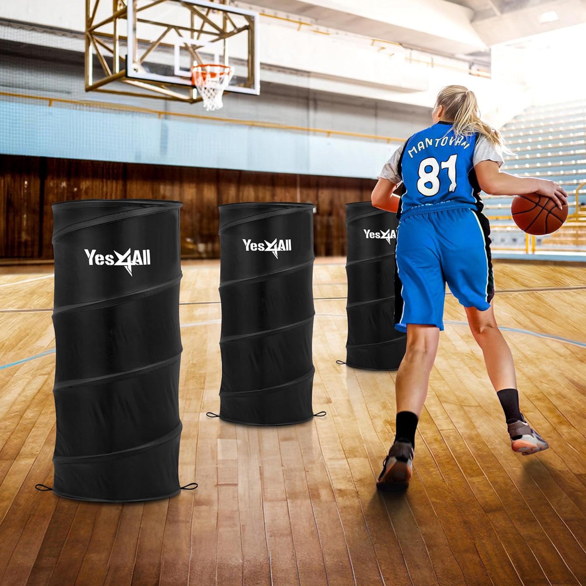 Yes4All Pop Up Defender, Indoor Outdoor Sport Training Equipment, 3 Pack, Black - VMInnovations
