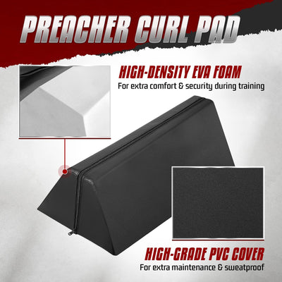 Foam Preacher Curl Pad for Upper Body Strength Training Workouts (Open Box)