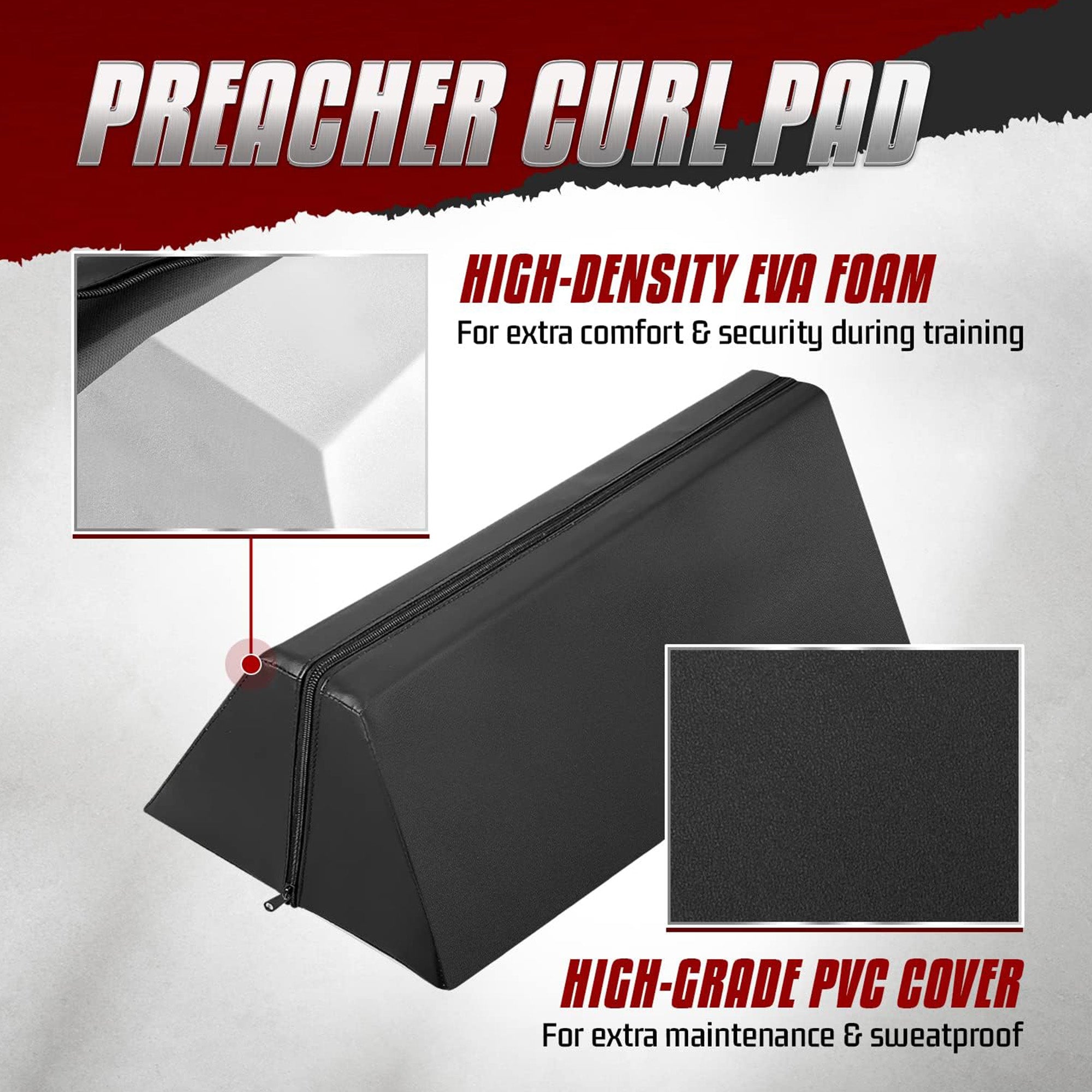 Foam Preacher Curl Pad for Upper Body Strength Training Workouts (Open Box)