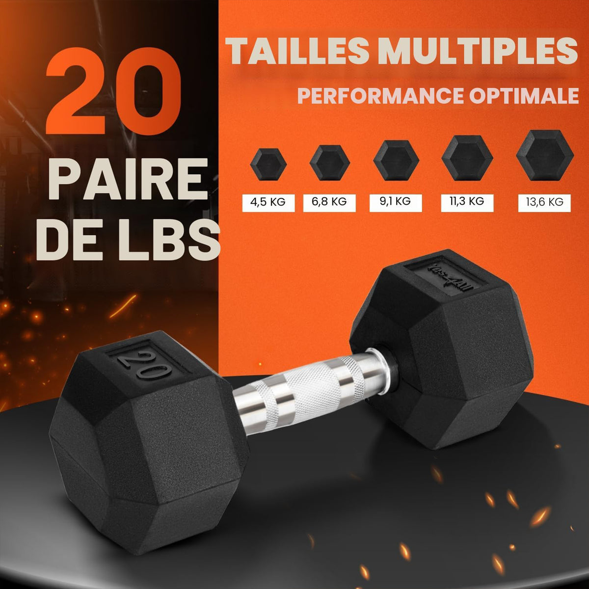 Yes4All Cast Iron Chrome Grip Hex Encased Dumbbells, Non-Slip, 20 Lb Pair, Black