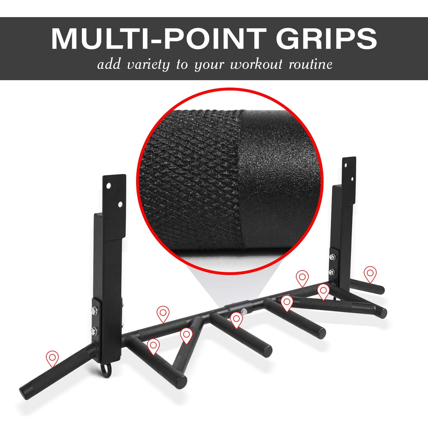 Yes4All Multi-Grip Joist Mount Chin Up Bar for Home Gyms, 300 Lb Capacity, Black - VMInnovations