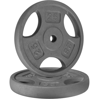 Yes4All 2 Pack Cast Iron Weight Plates w/ 1" Hole & Tri-Grip Handles, 25 Pounds (Open Box)