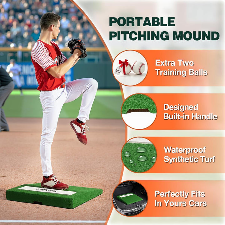 Yes4All 30 Inch Portable Pitching Mound with 2 Baseballs, Turf & Pitching Rubber