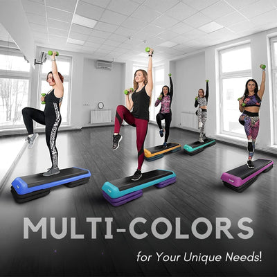 Yes4All Aerobic Deck Step Platform with 4 Risers, Health Club Size, Pink/Grey - VMInnovations