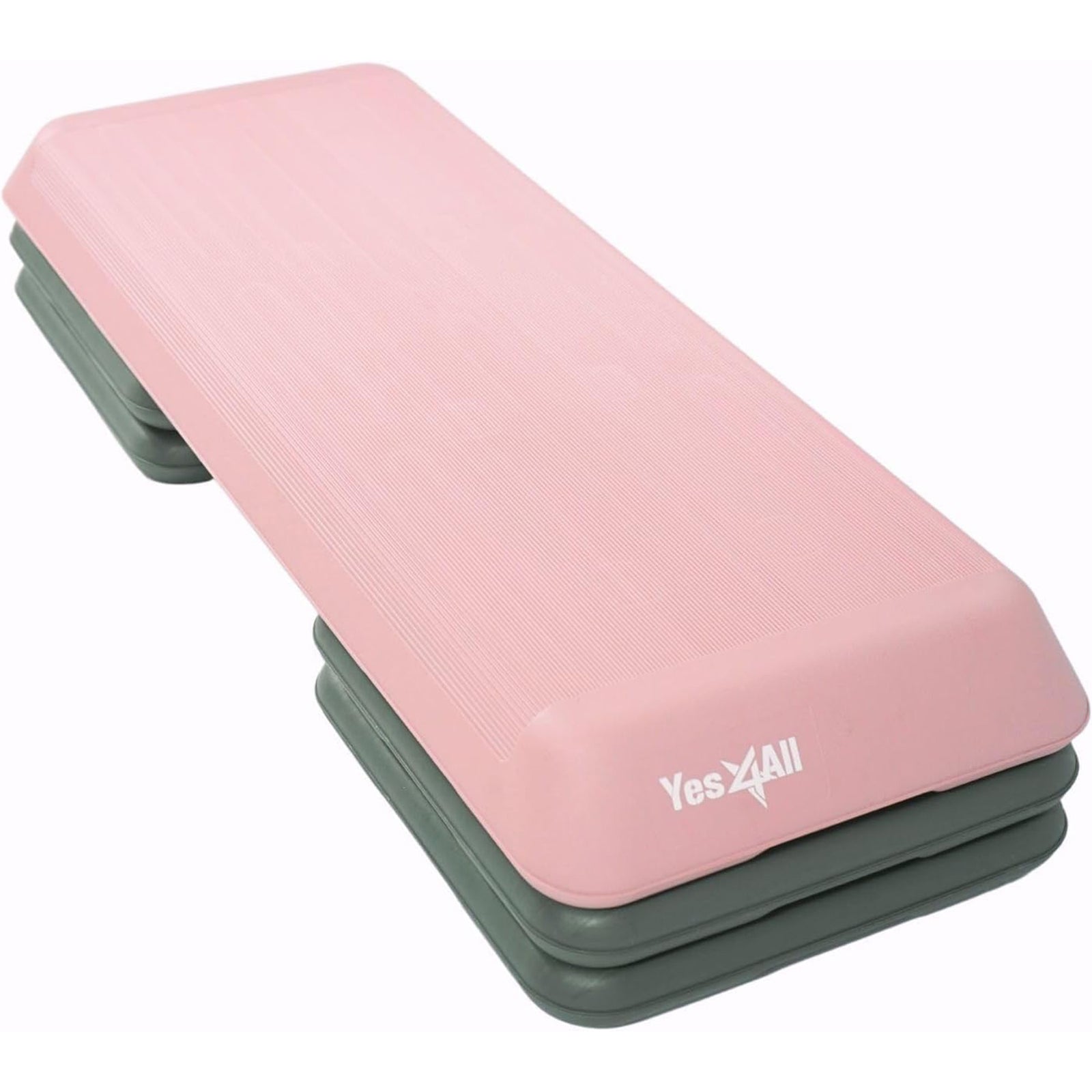 Yes4All Aerobic Deck Step Platform with 4 Risers, Health Club Size, Pink/Grey - VMInnovations