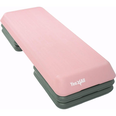 Yes4All Aerobic Deck Step Platform with 4 Risers, Health Club Size, Pink/Grey - VMInnovations