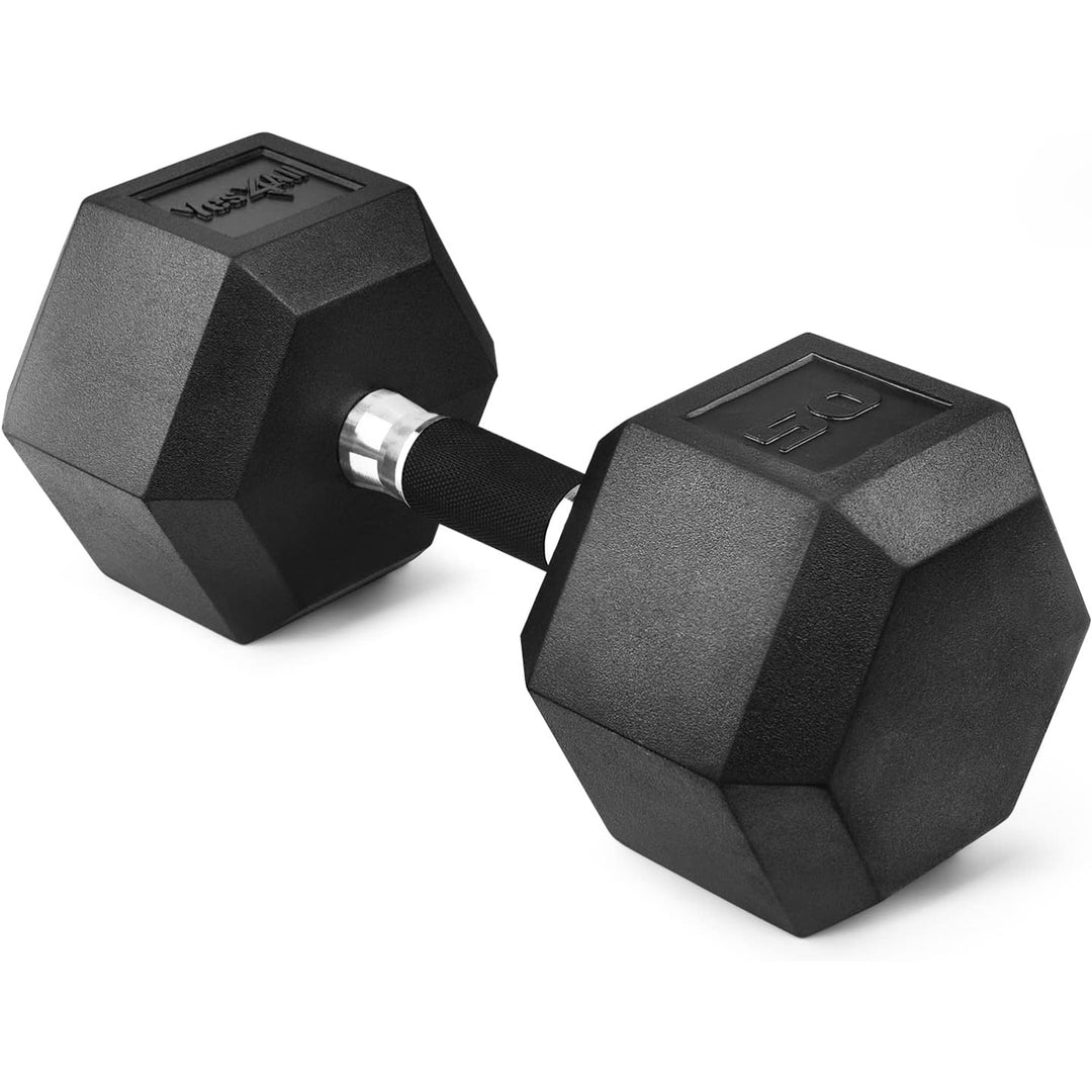 Yes4All Cast Iron Hex Dumbbells with Rubber Grip and PVC Coating, 50 Pound Pair - VMInnovations