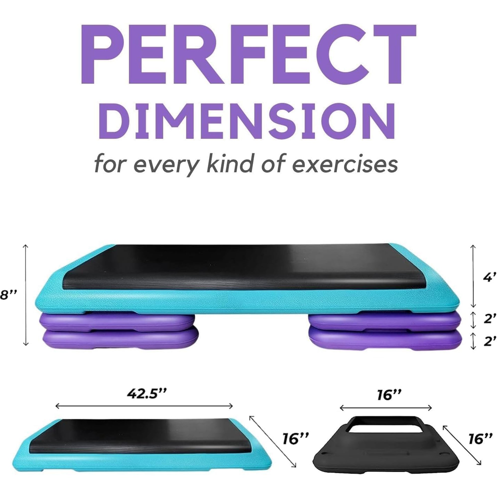 Yes4All Aerobic Deck Step Platform with 4 Risers, Health Club Size, (Open Box)