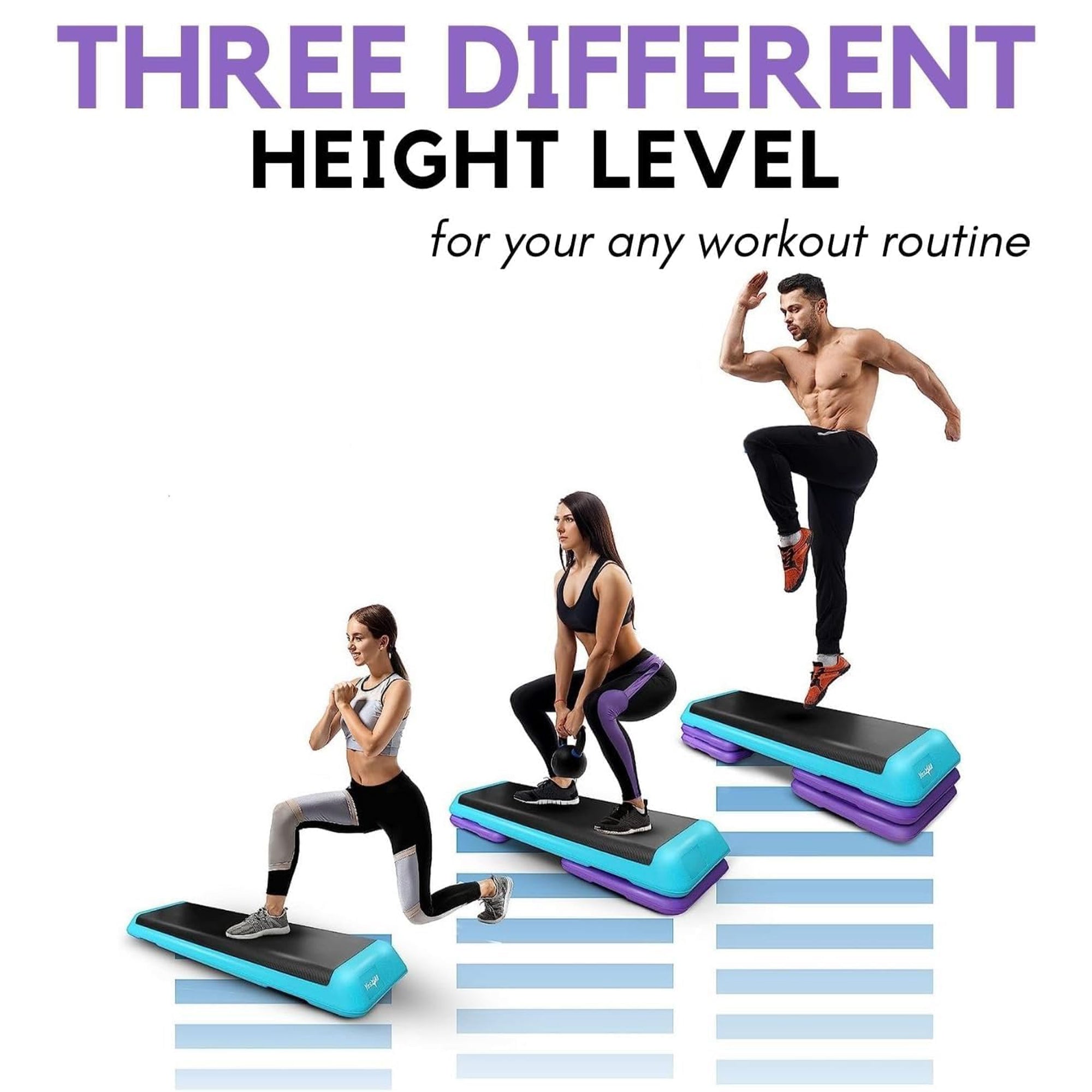 Yes4All Aerobic Deck Step Platform with 4 Risers, Health Club Size, (Open Box)