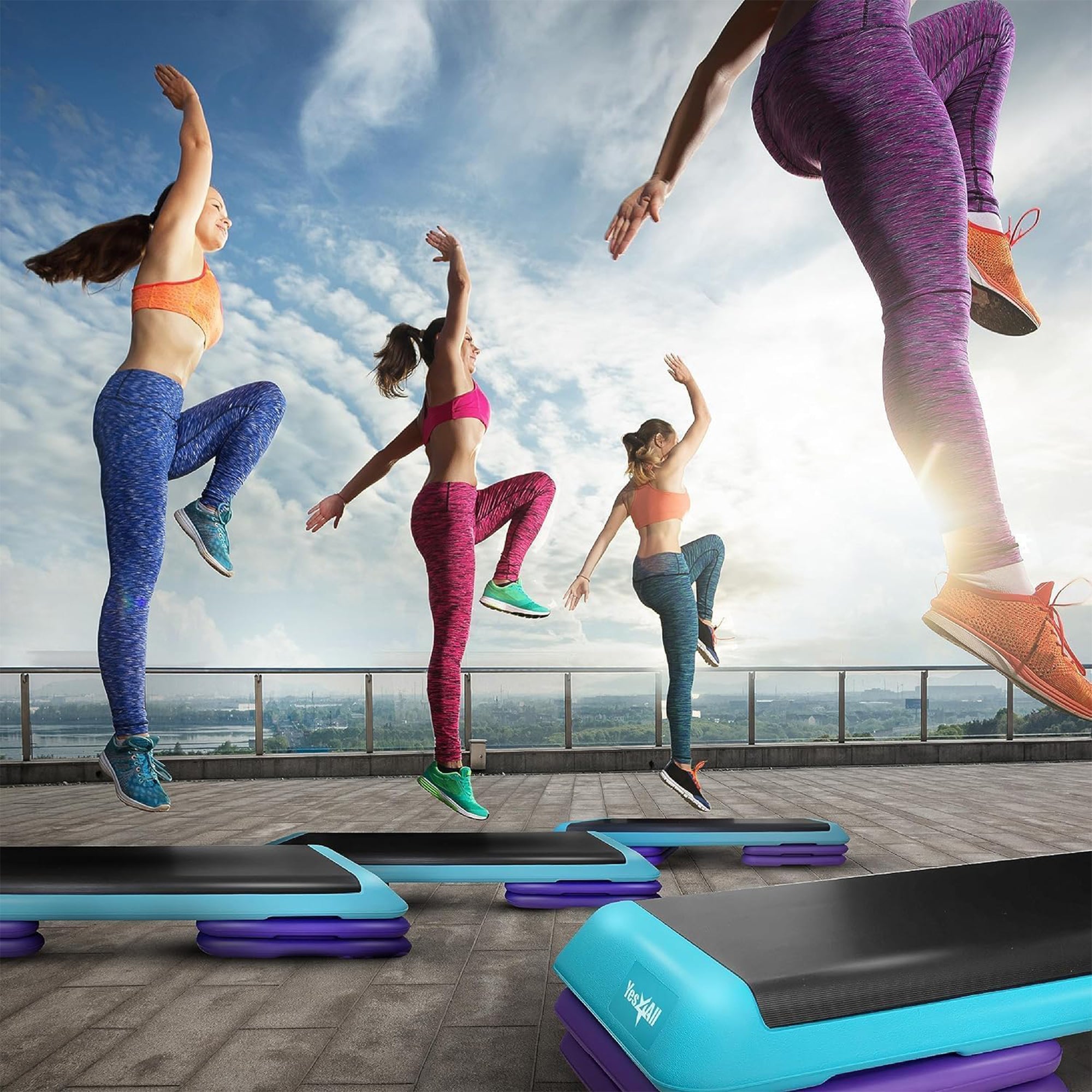 Yes4All Aerobic Deck Step Platform with 4 Risers, Health Club Size, (Open Box)