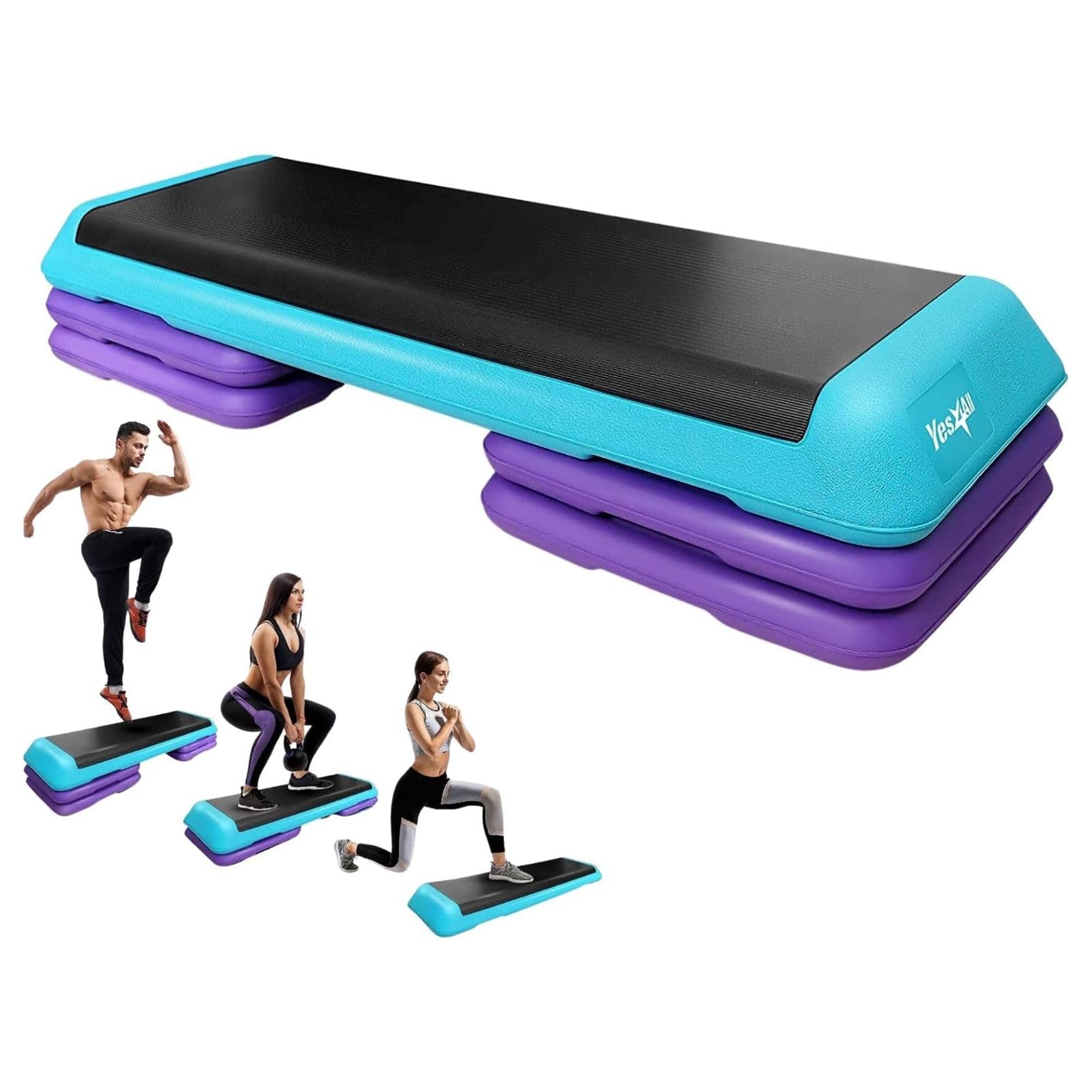 Yes4All Aerobic Deck Step Platform with 4 Risers, Health Club Size, (Open Box)