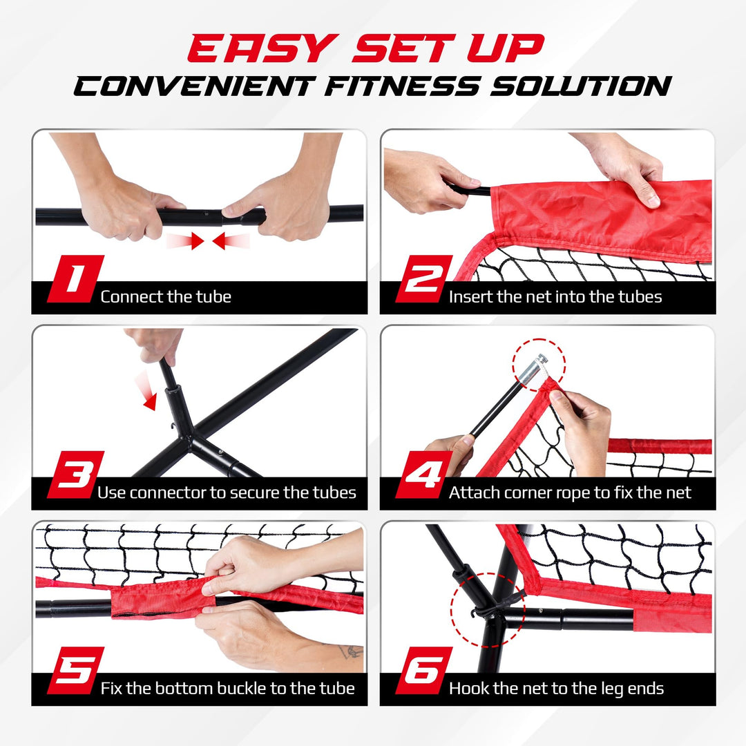 Yes4All 7ft x 7ft Baseball Net w/ Batting Tee for Hitting & Pitching, Black - VMInnovations