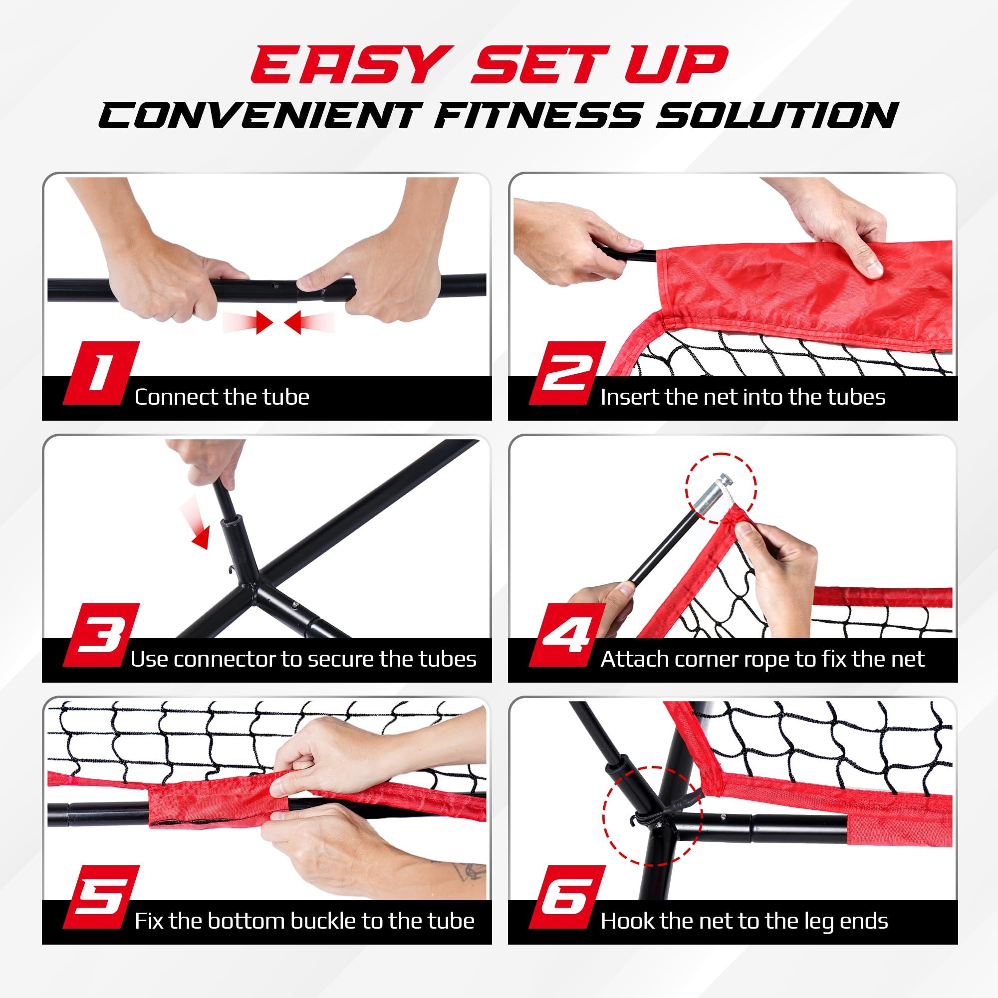 Yes4All 7ft x 7ft Baseball Net w/ Batting Tee for Hitting & Pitching, Black - VMInnovations