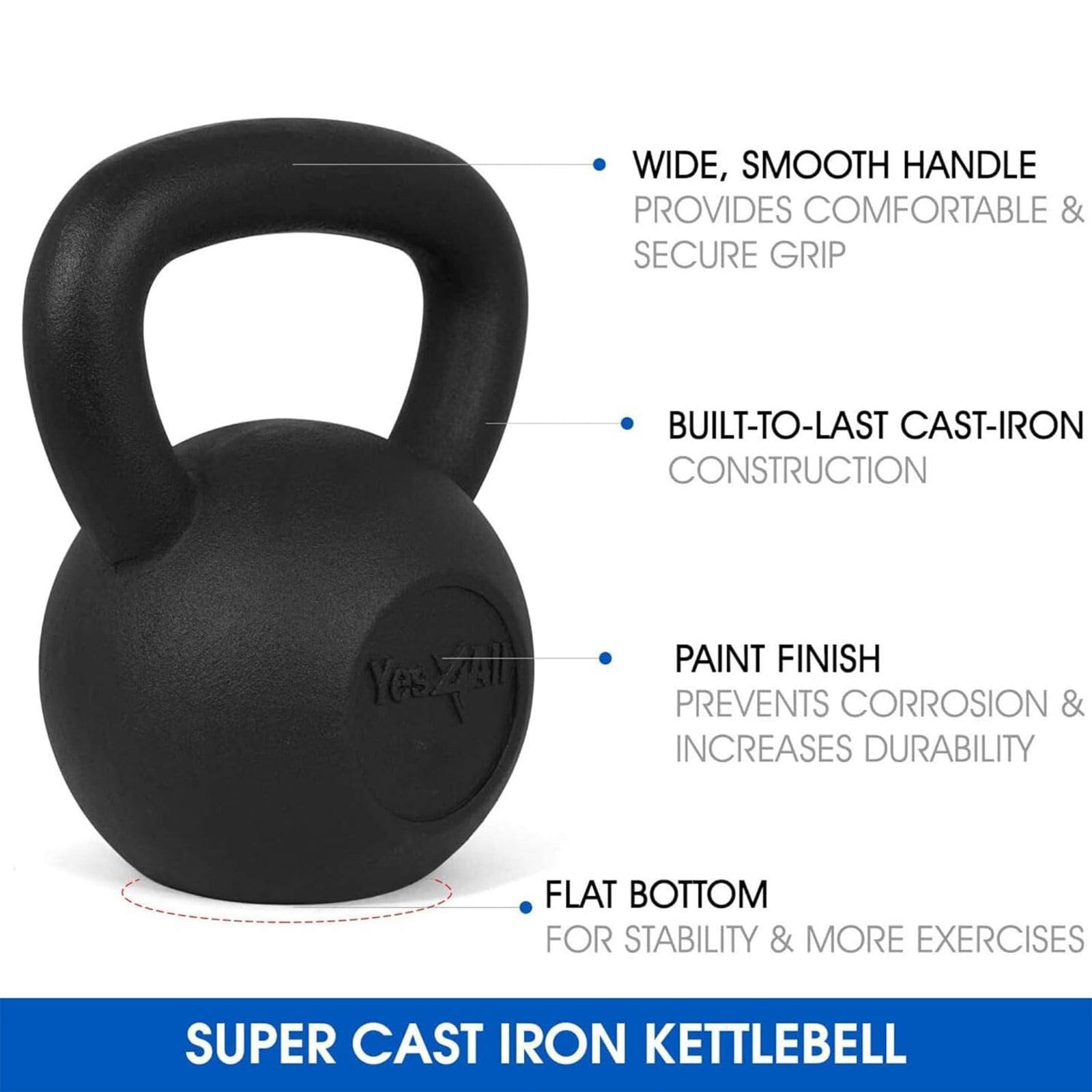 Yes4All 10, 15, 20lb Kettlebell Set, Cast Iron Weights for Home Gym Training - VMInnovations