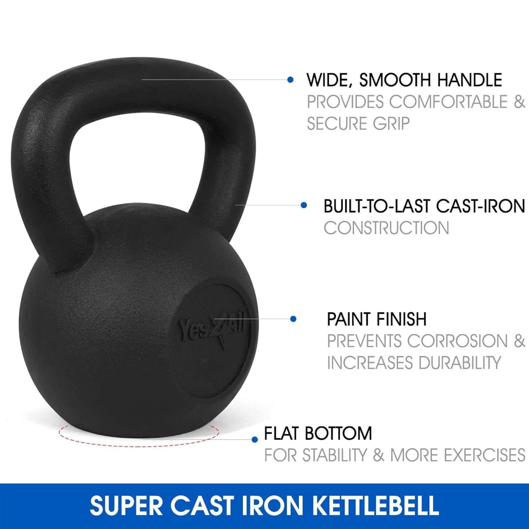 Yes4All 10, 15, 20lb Kettlebell Set, Cast Iron Weights for Home Gym Training - VMInnovations