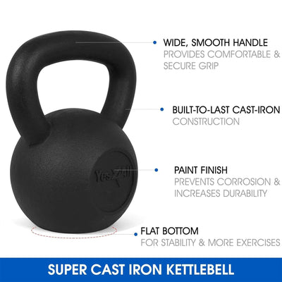 Yes4All 10, 15, 20lb Kettlebell Set, Cast Iron Weights for Home Gym Training - VMInnovations